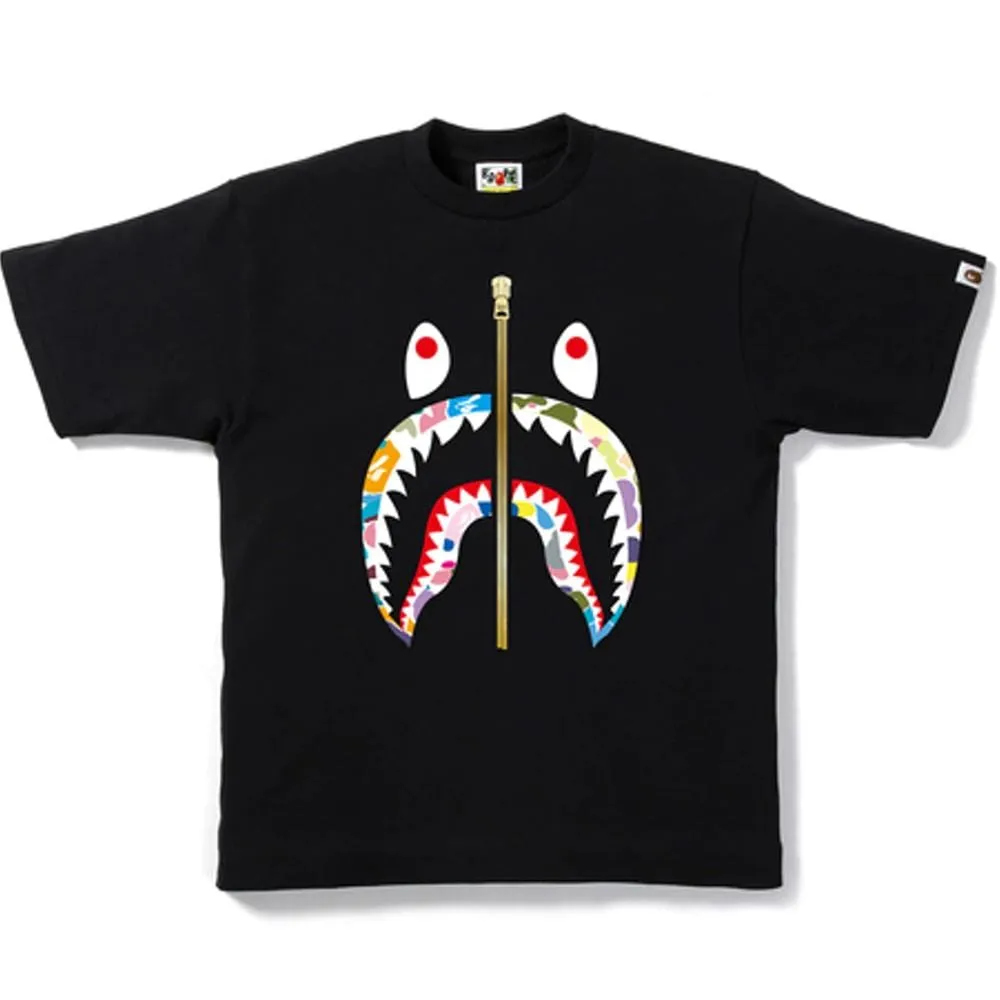 BAPE MULTI CAMO SHARK ZIP TEE