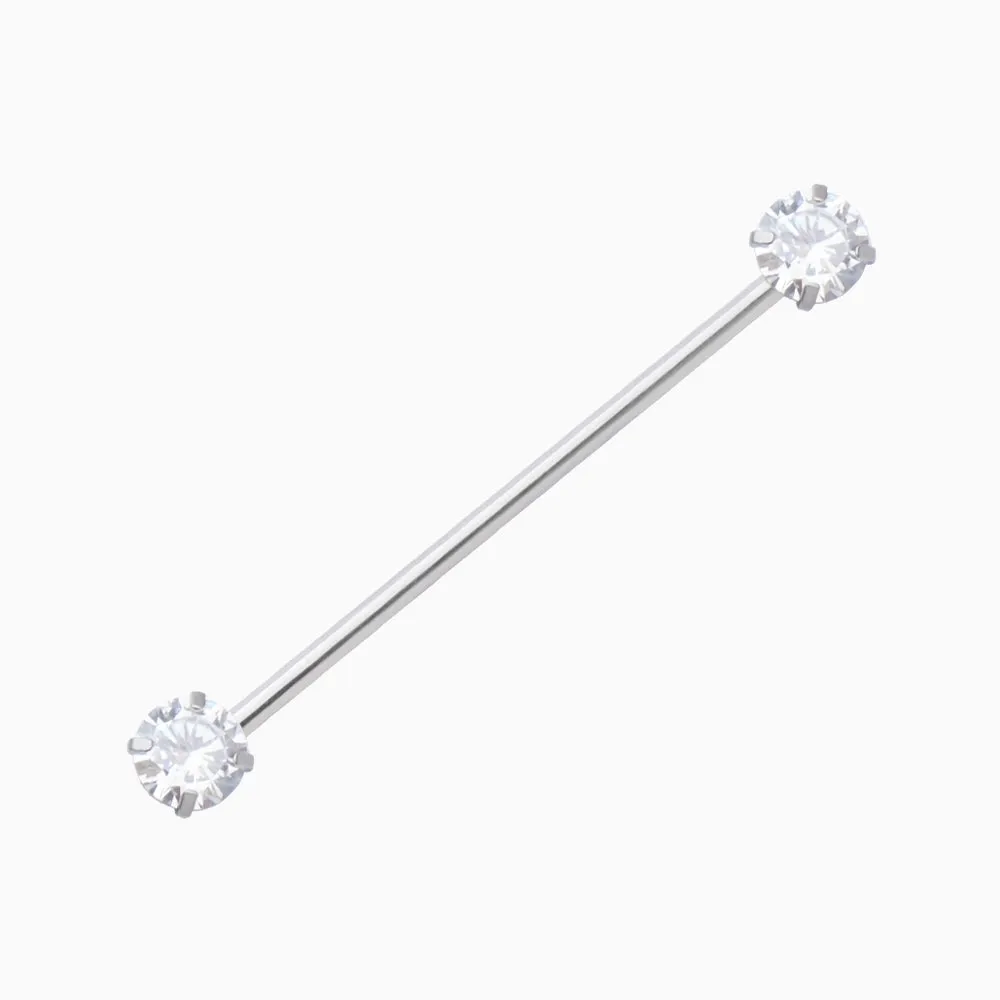 Basic Round Gem Industrial Barbell