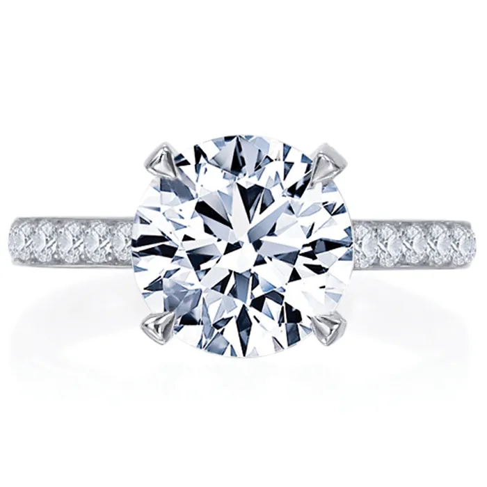 Beignet Round Diamond Solitaire Platinum Diamond Engagement Ring