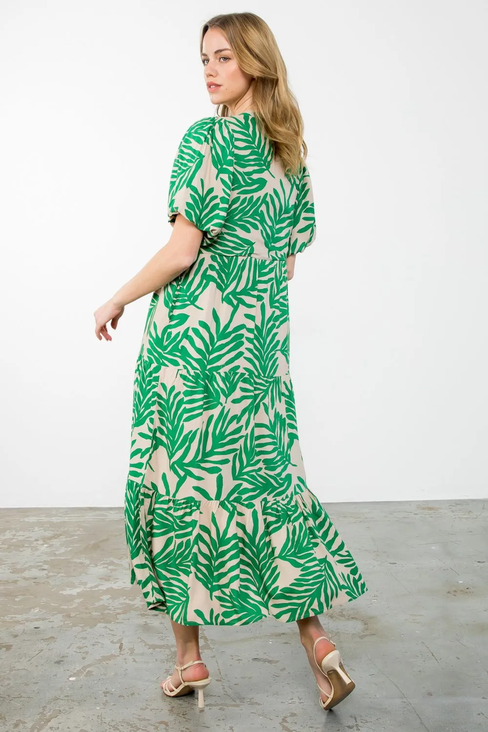 Betty Puff Sleeve Maxi Dress in Green