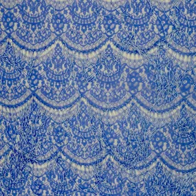 Blue Lace with Blue Bugle Beads Fringes Design Embroidered Fabric