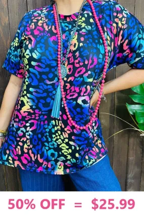 Blue, Multi color, Leopard top