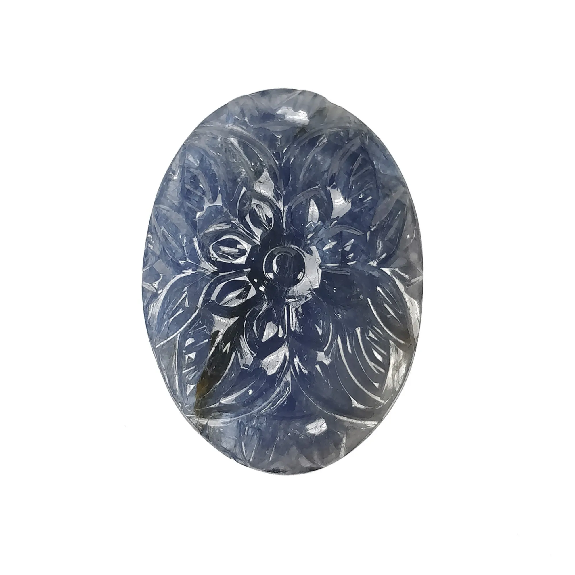 BLUE SAPPHIRE Gemstone Carving : 22.00cts Natural Untreated Unheated Sapphire Hand Carved Oval Shape 25*18mm (With Video)