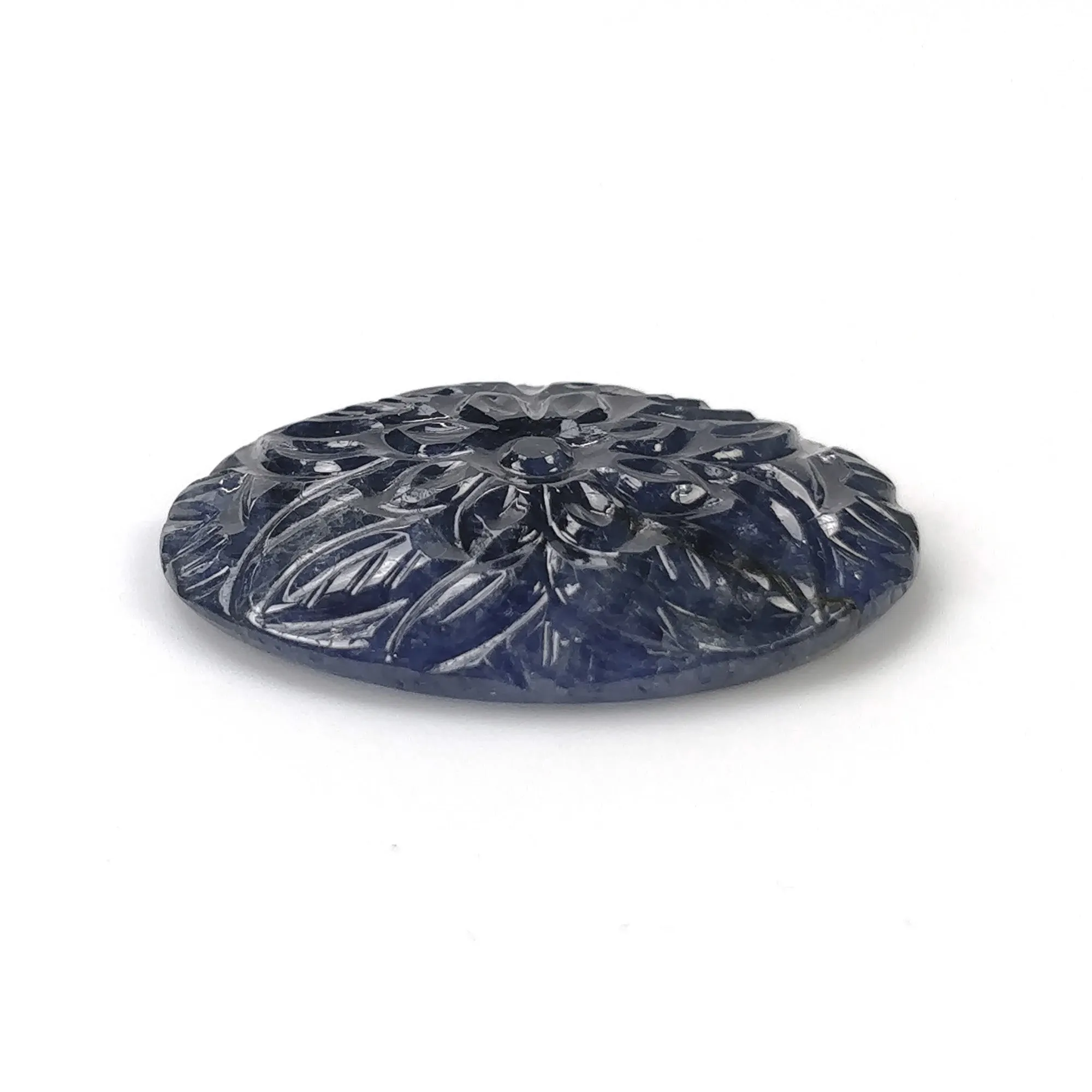 BLUE SAPPHIRE Gemstone Carving : 22.00cts Natural Untreated Unheated Sapphire Hand Carved Oval Shape 25*18mm (With Video)