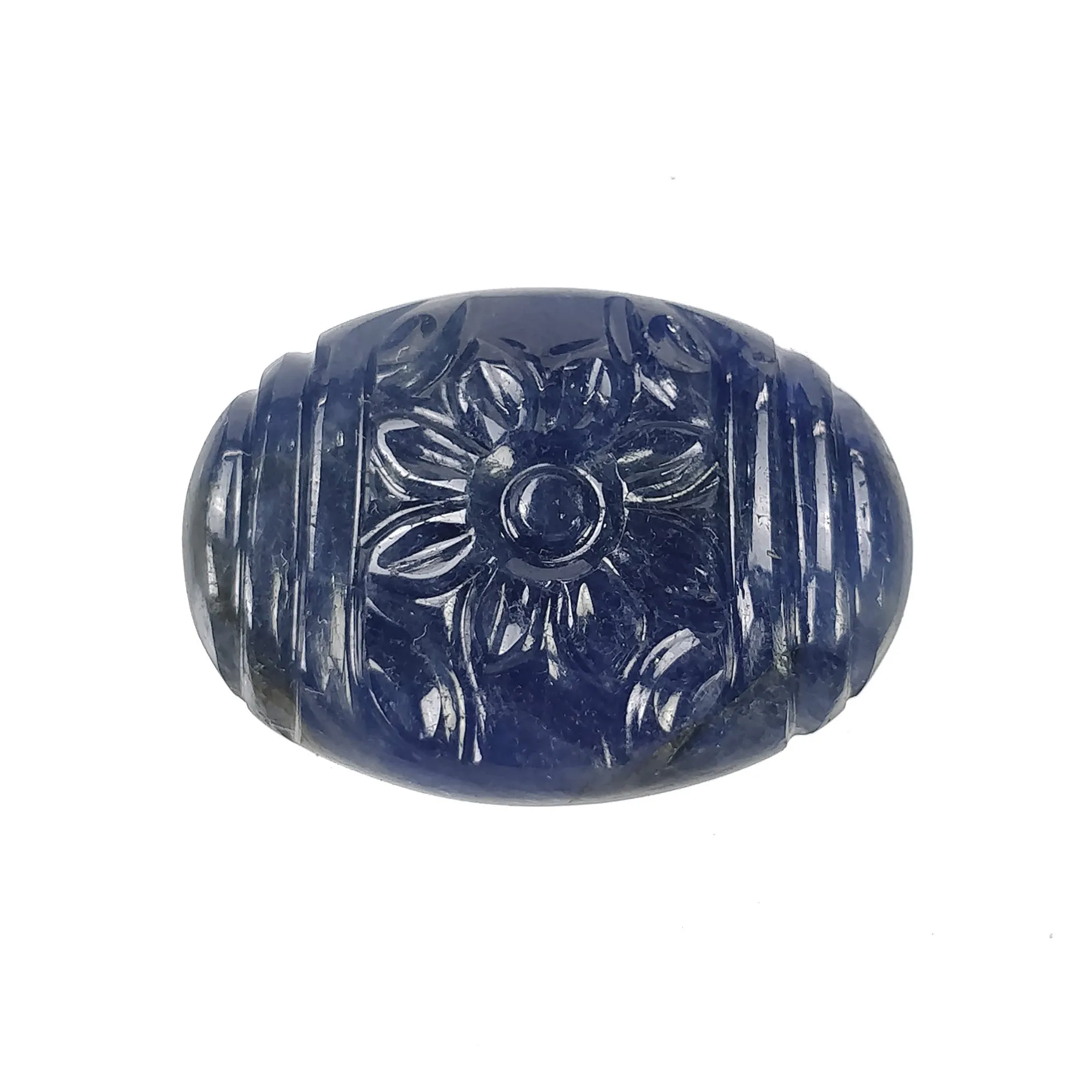 BLUE SAPPHIRE Gemstone Carving : 28.00cts Natural Untreated Unheated Sapphire Hand Carved Oval Shape 25*18mm (With Video)