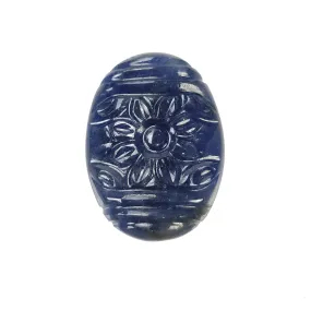 BLUE SAPPHIRE Gemstone Carving : 28.00cts Natural Untreated Unheated Sapphire Hand Carved Oval Shape 25*18mm (With Video)