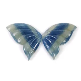 BLUE SAPPHIRE Gemstone Carving September Birthstone : 19.70cts Natural Untreated  Sapphire Hand Carved BUTTERFLY 22*13mm Pair