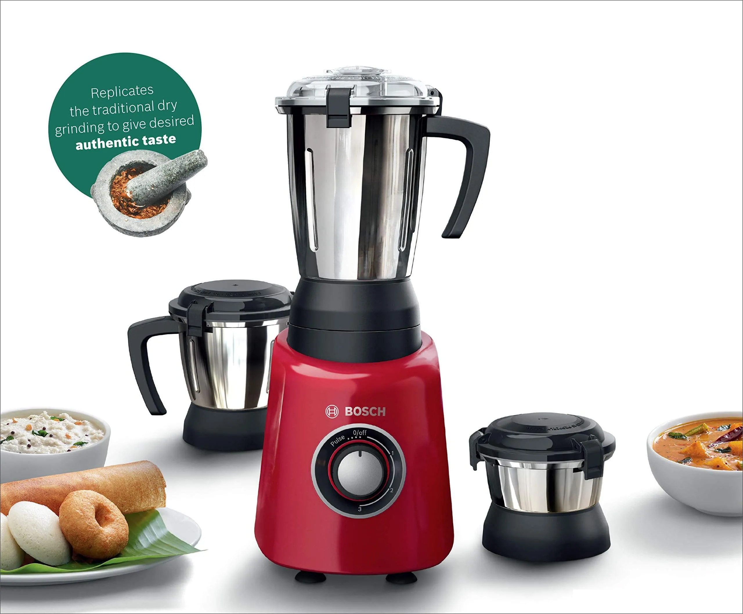 Bosch TrueMixx Radiance 600-Watt Mixer Grinder (Red)