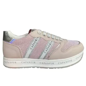 CafèNoir girl's wedge sneakers with lace and side zip C-2032 pink