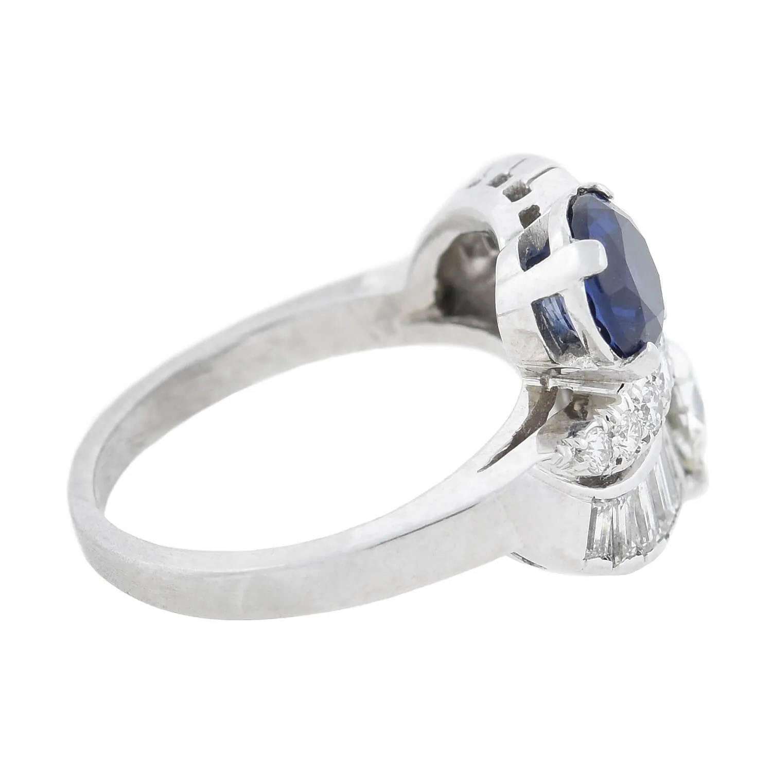 C.D. PEACOCK Art Deco Platinum Diamond   Sapphire Ring