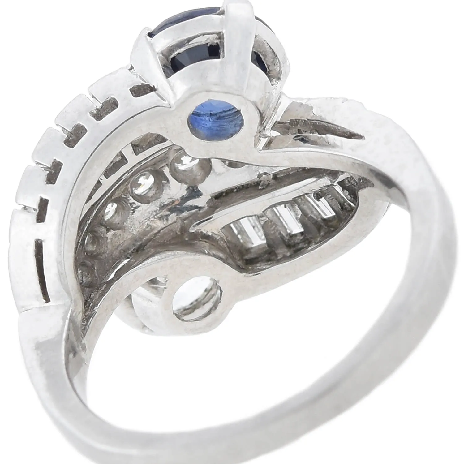 C.D. PEACOCK Art Deco Platinum Diamond   Sapphire Ring