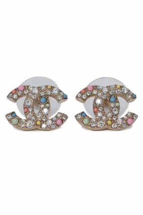 Chanel CC Crystal Logo Studs