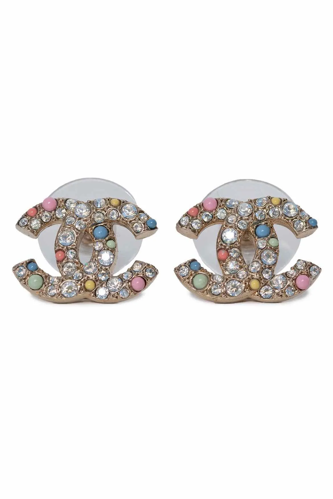 Chanel CC Crystal Logo Studs