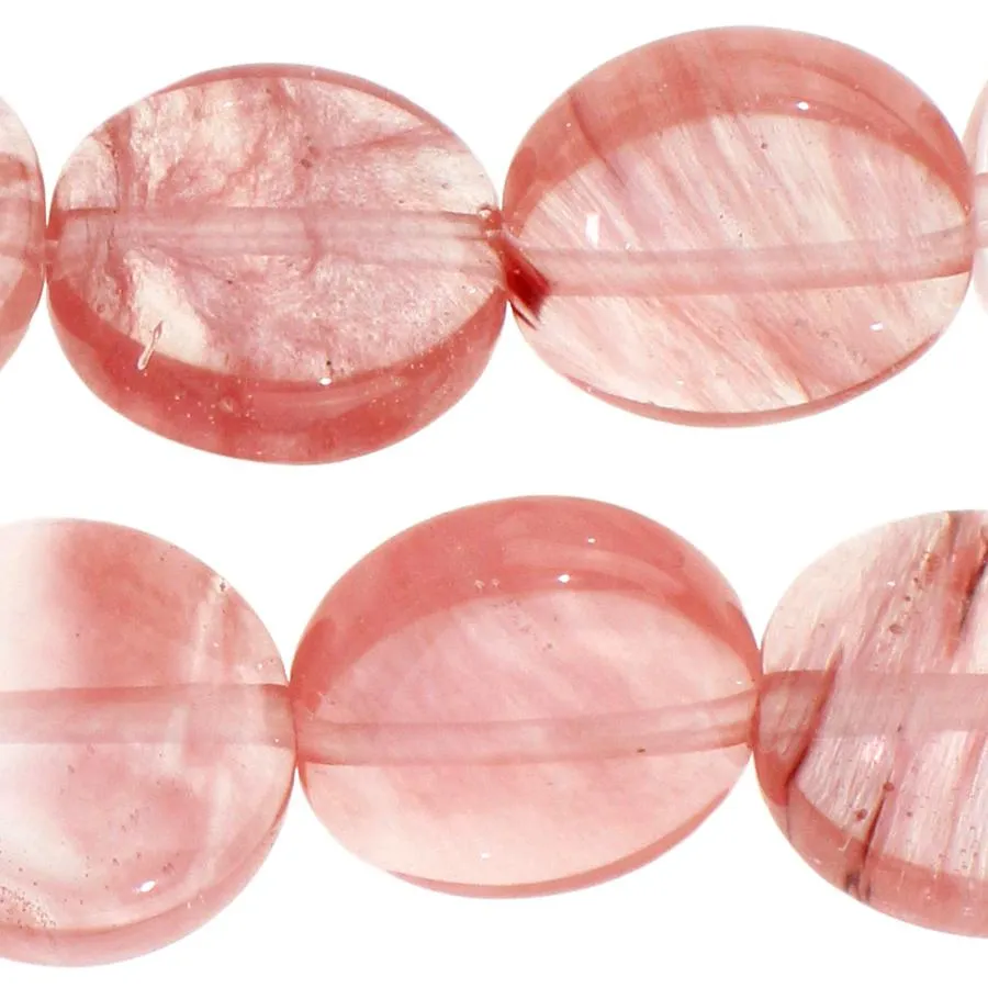 Cherry Quartz 12mm Coin 8-Inch