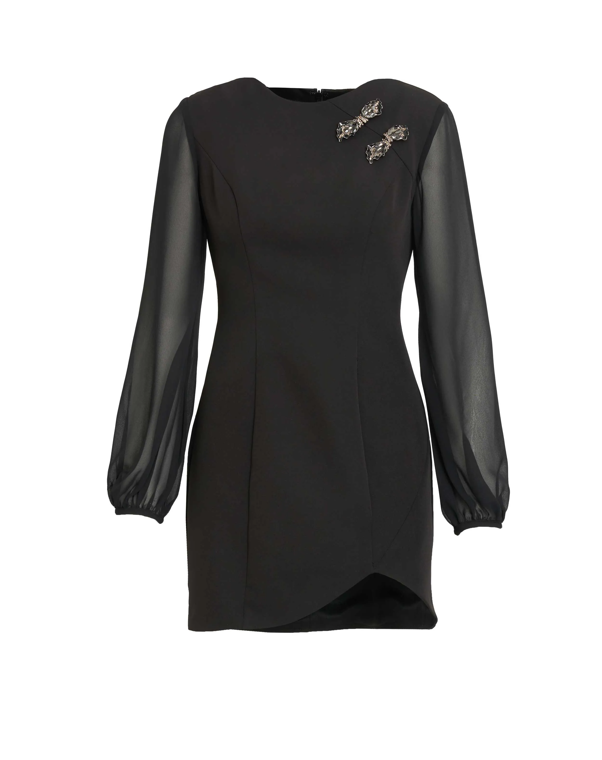 Chiffon Bishop Sleeve Mini Dress - FINAL SALE