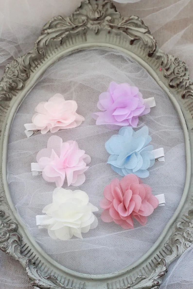 Chiffon Flower Hair Clip or Barrette for Girls