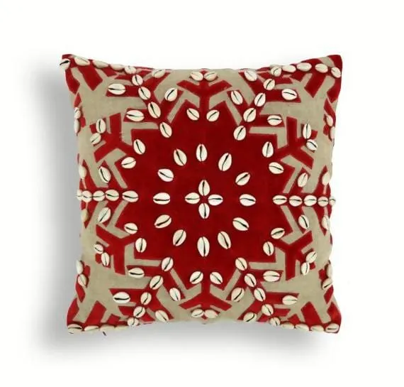 Christmas linen pillow cover, snowflake, velvet applique, cowri pillow size 16"X 16"