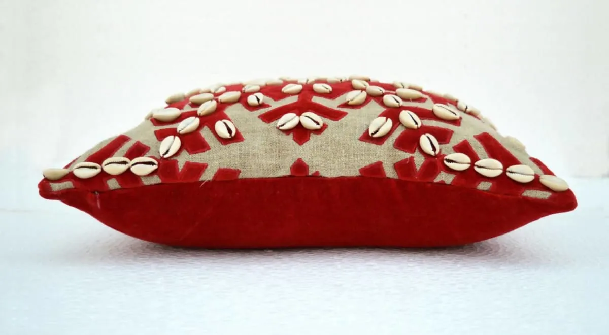 Christmas linen pillow cover, snowflake, velvet applique, cowri pillow size 16"X 16"