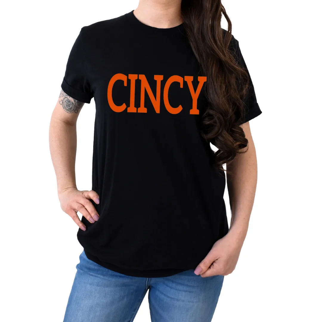 CINCY Orange T-Shirt on Black