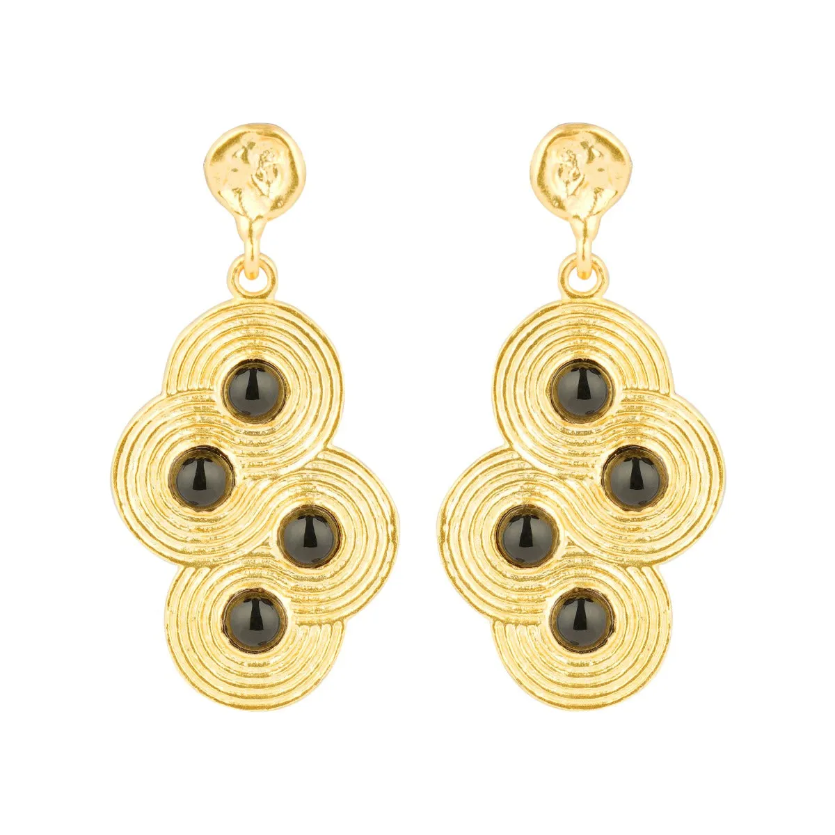 Circles Of Life Black Onyx Dangler Earrings