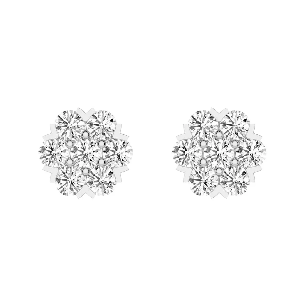 Classic Cluster Flower Moissanite Earrings