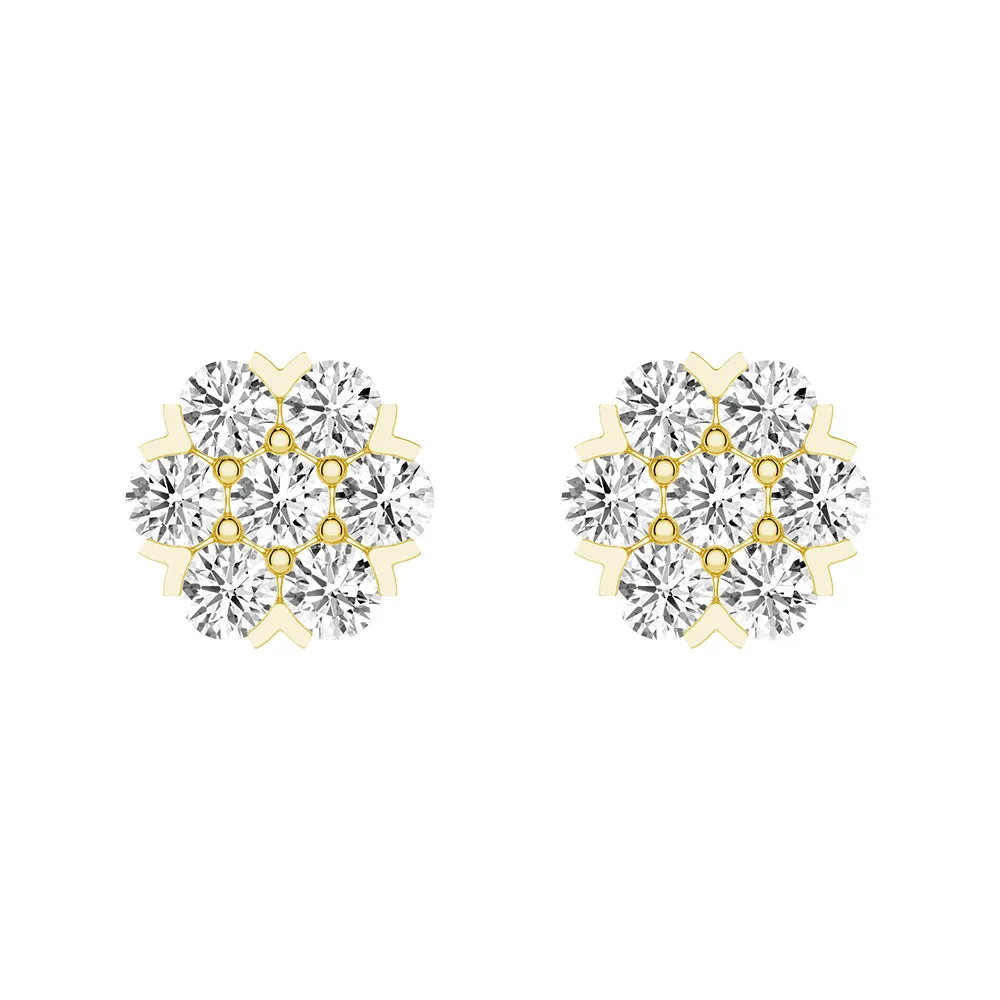 Classic Cluster Flower Moissanite Earrings