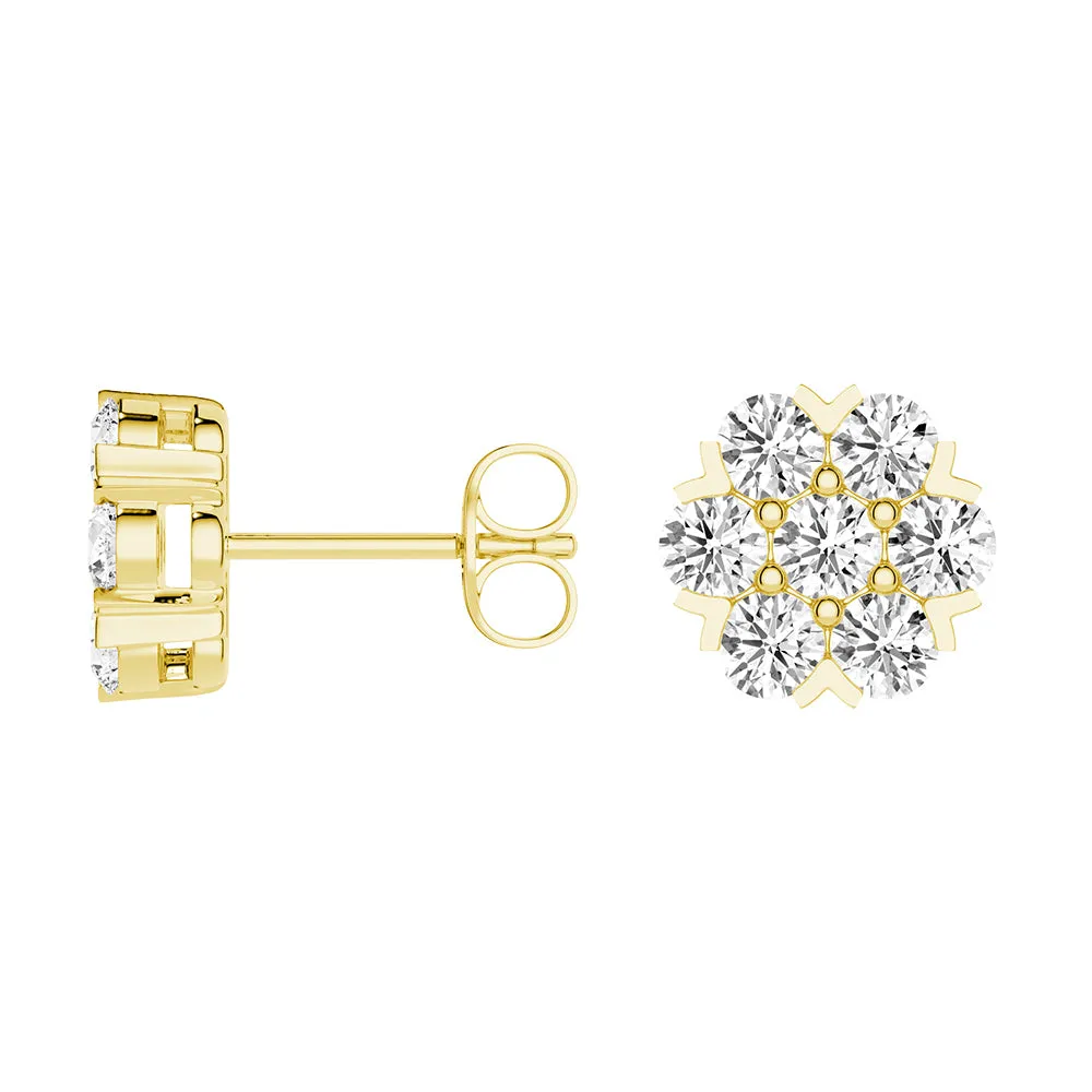 Classic Cluster Flower Moissanite Earrings