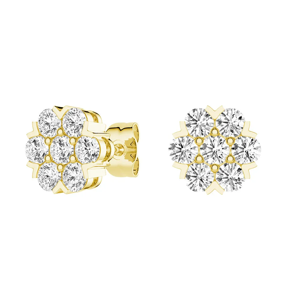 Classic Cluster Flower Moissanite Earrings