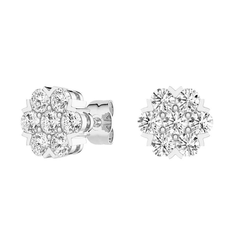 Classic Cluster Flower Moissanite Earrings