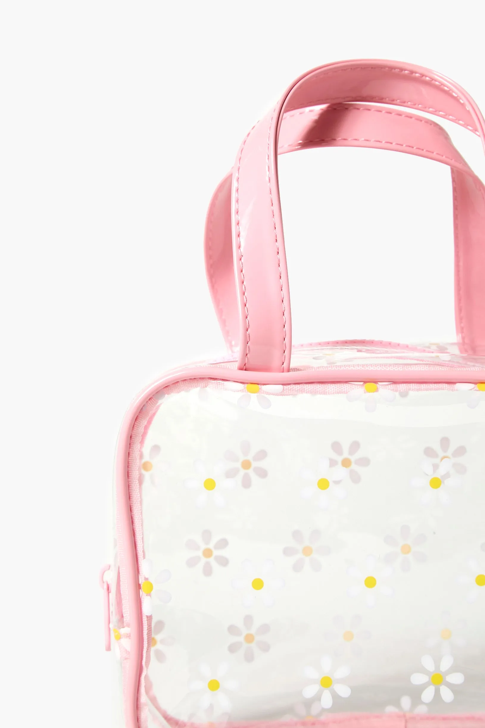 Clear Flower Print Makeup Bag