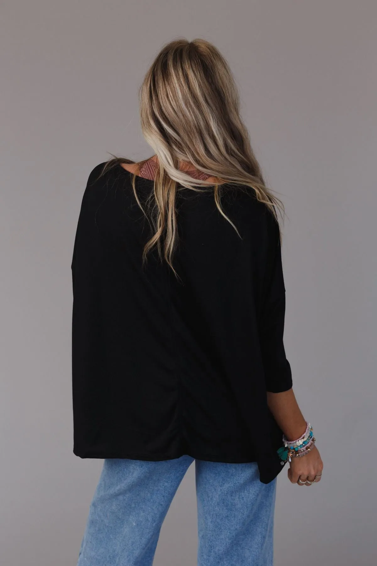 Cozy Cool Oversized Tee - Black