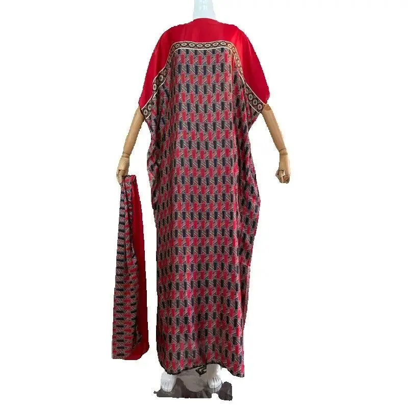 Dashiki Abaya Print Dress: Oversized Design with Matching Scarf for Women