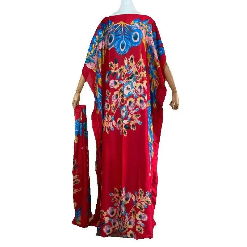 Dashiki Abaya Print Dress: Oversized Design with Matching Scarf for Women