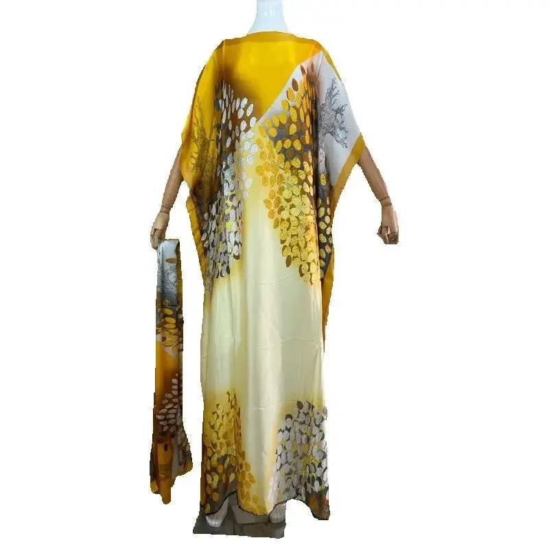 Dashiki Abaya Print Dress: Oversized Design with Matching Scarf for Women