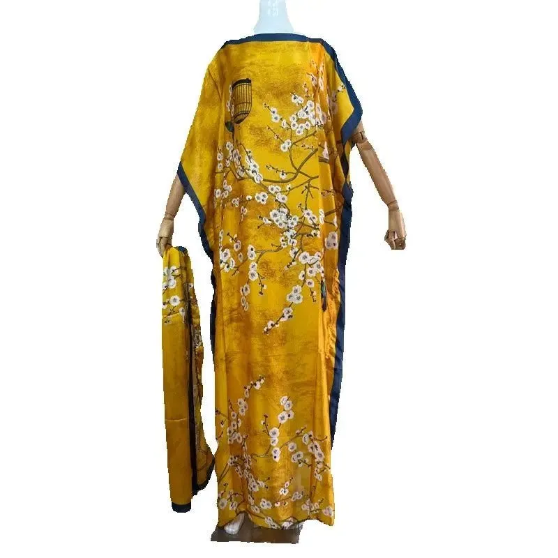 Dashiki Abaya Print Dress: Oversized Design with Matching Scarf for Women