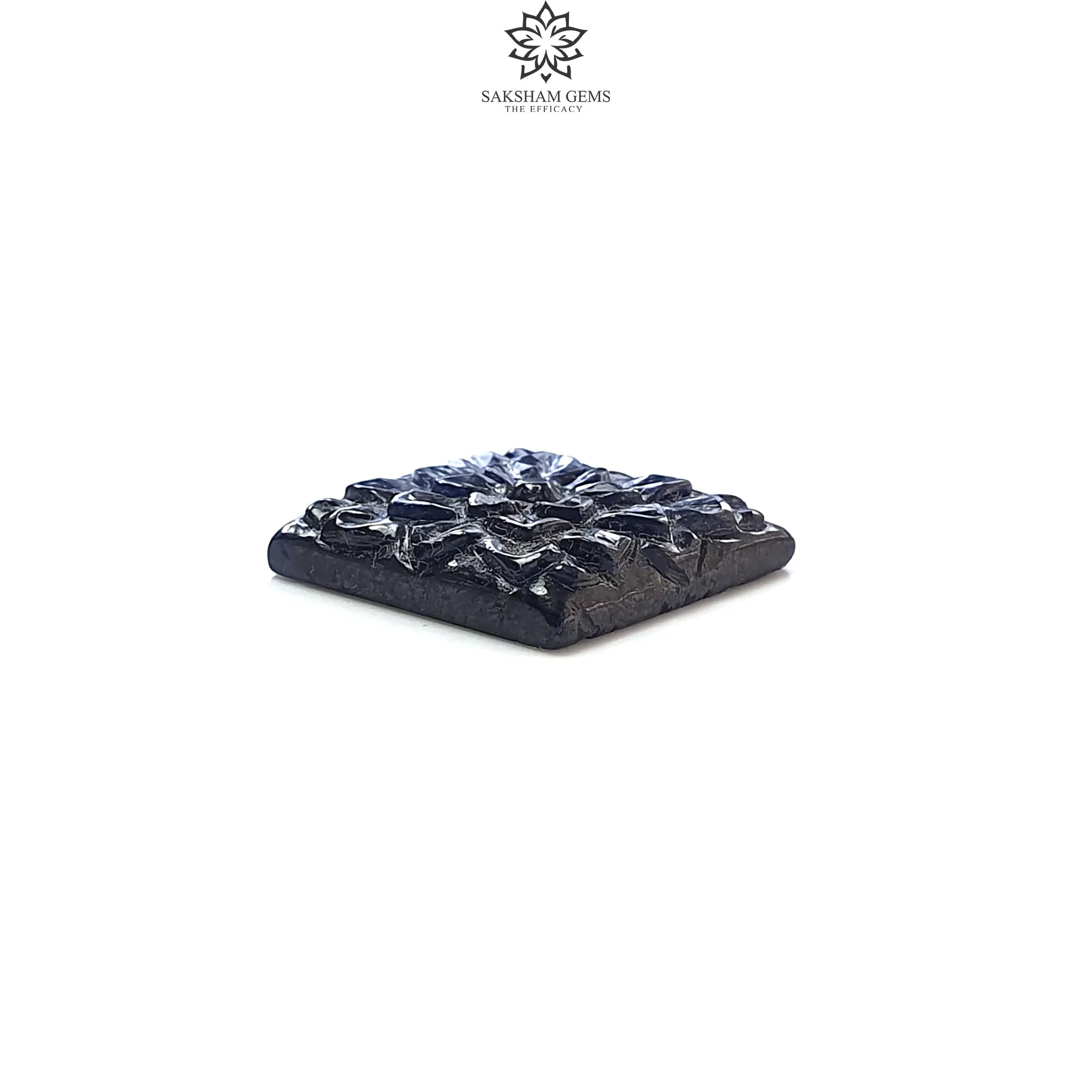 Deep Blue Sapphire Gemstone Carving : 27.00cts Natural Untreated Unheated Sapphire Hand Carved Square Shape 19*27mm