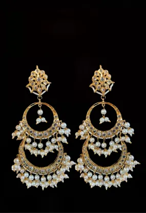 DER196 Sheema Chandbali earrings  - pearls ( READY TO SHIP)