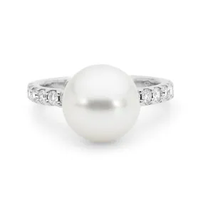 Diamond Band Pearl Ring