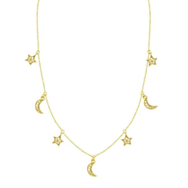 DIAMOND MOON & STAR NECKLACE 14K