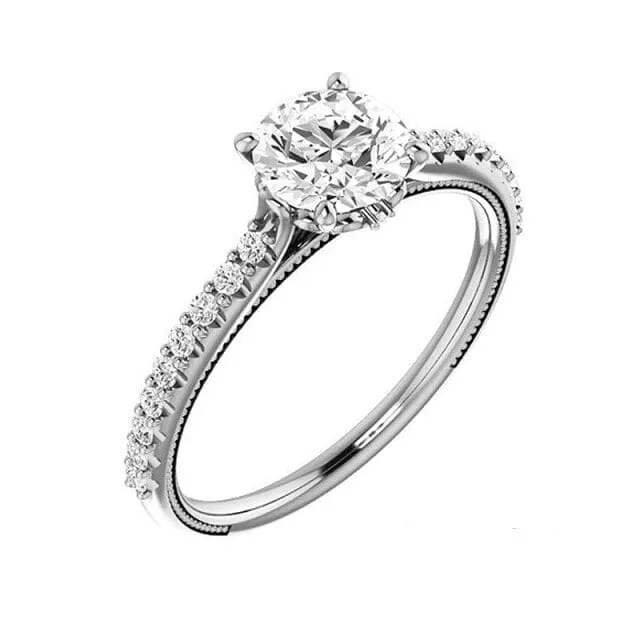 Diamond Round Vintage Ring - 925 Sterling Silver