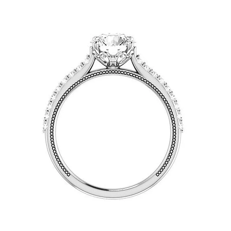 Diamond Round Vintage Ring - 925 Sterling Silver