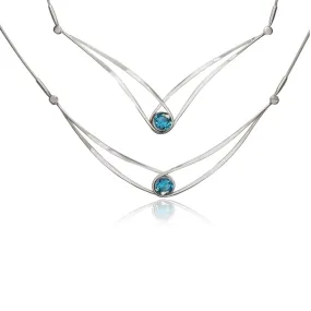 ED LEVIN STERLING SILVER 18-INCH BLUE TOPAZ SWING NECKLACE