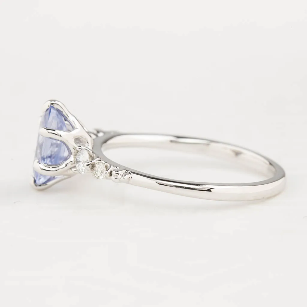 Estel Fleur Ring 1.4ct Blue Unheated Sapphire, 14K White Gold (One of a kind)