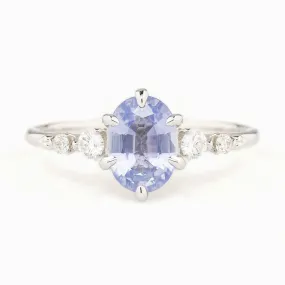 Estel Fleur Ring 1.4ct Blue Unheated Sapphire, 14K White Gold (One of a kind)