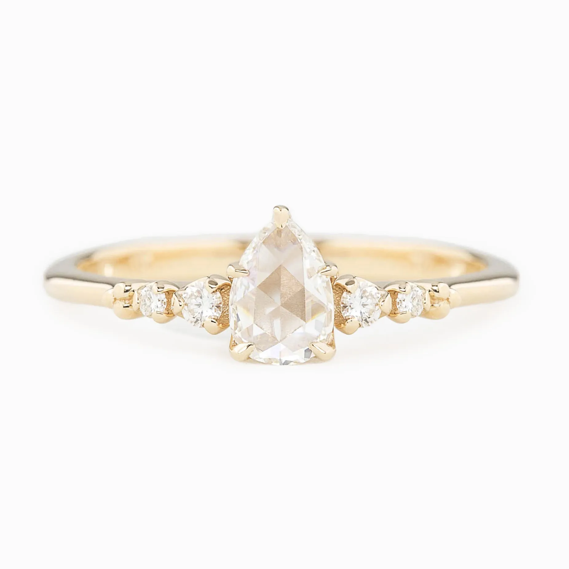 Estel Luxe 0.25ct Pear Rose Cut Diamond Ring, 14K Yellow Gold (One of a kind)