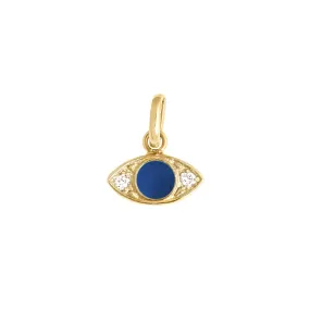 Eye Lapis Resin diamond pendant, Yellow Gold