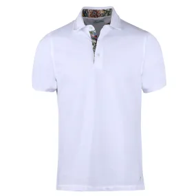 Flower Patterned Contrast Polo Shirt