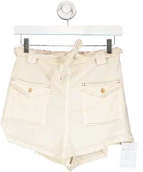 Free People Cream Pull On Short With Contrast Stitch Detail UK XS