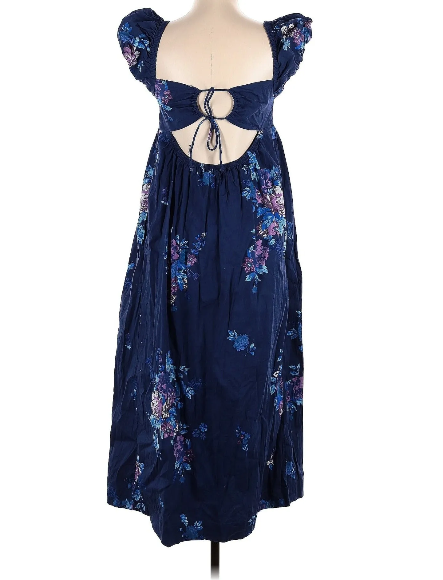 Free People x Linda Lou blue floral Poplin Dress UK L