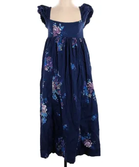 Free People x Linda Lou blue floral Poplin Dress UK L